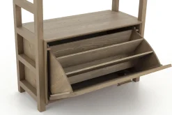 Aber, Shoe Rack, Weathered Oak, With Closet Rod
