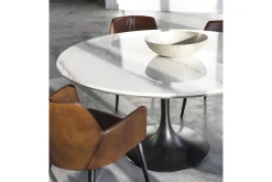Aboah, Dining Table, Round, White Marble, 145 Cm