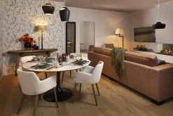 Aboah, Dining Table, Round, White Marble, 145 Cm