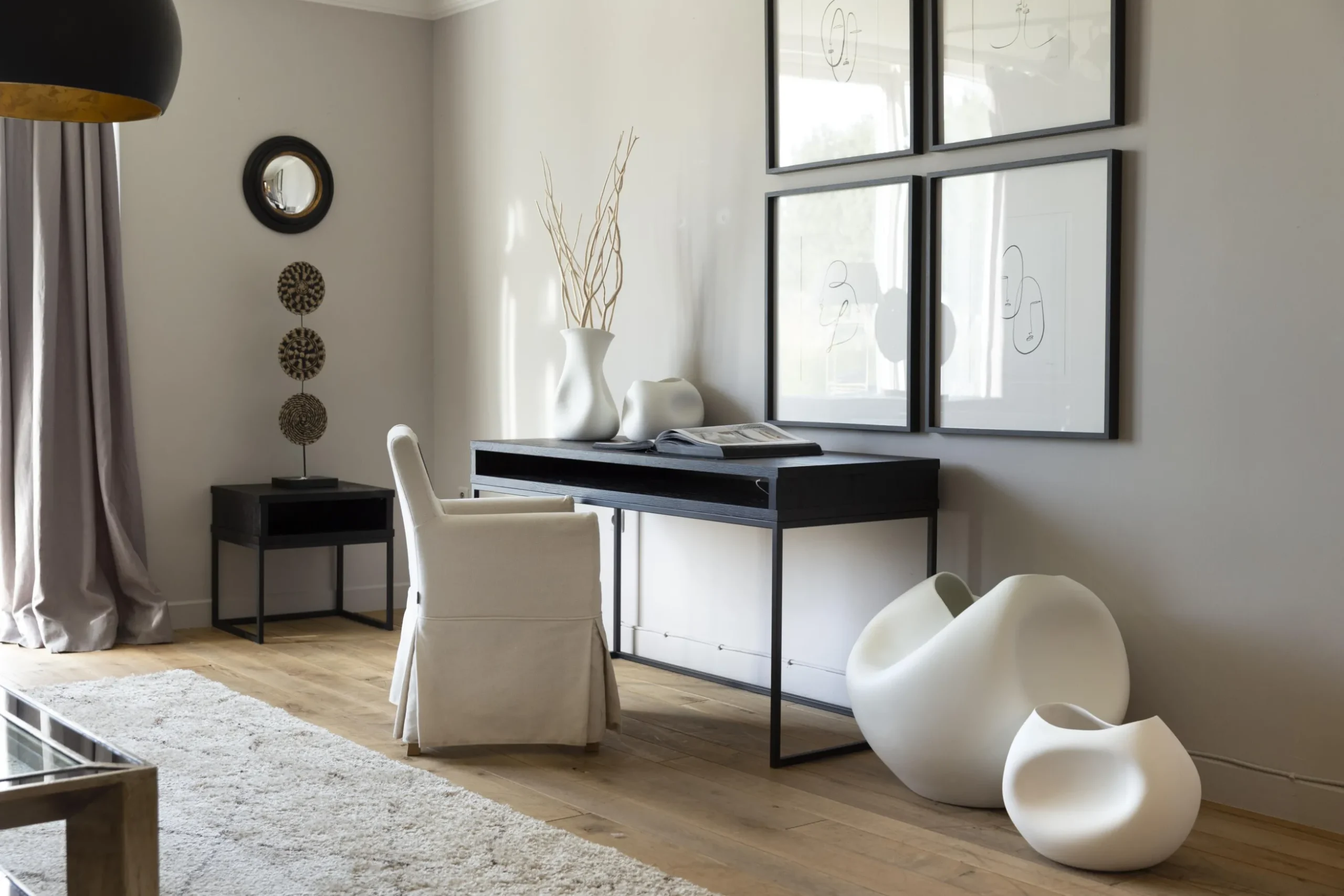 Armand, Desk, Black Oak And Metal