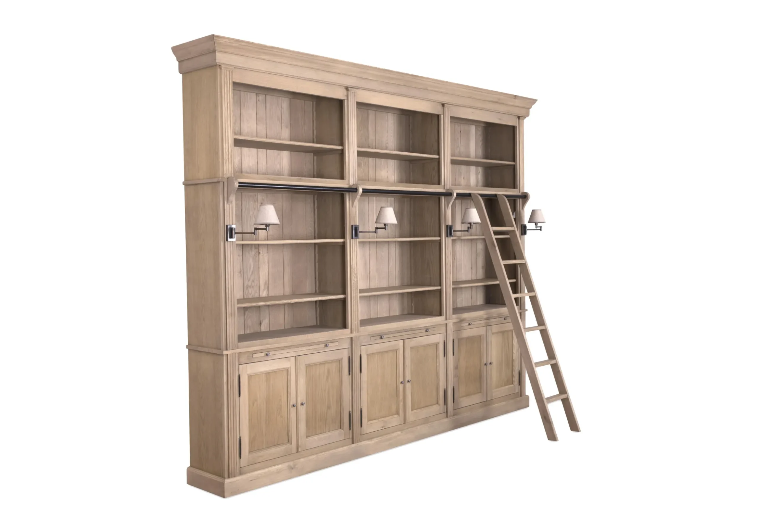 Balmore, Bookcase, Weathered Oak, 3 Parts , With Ladder