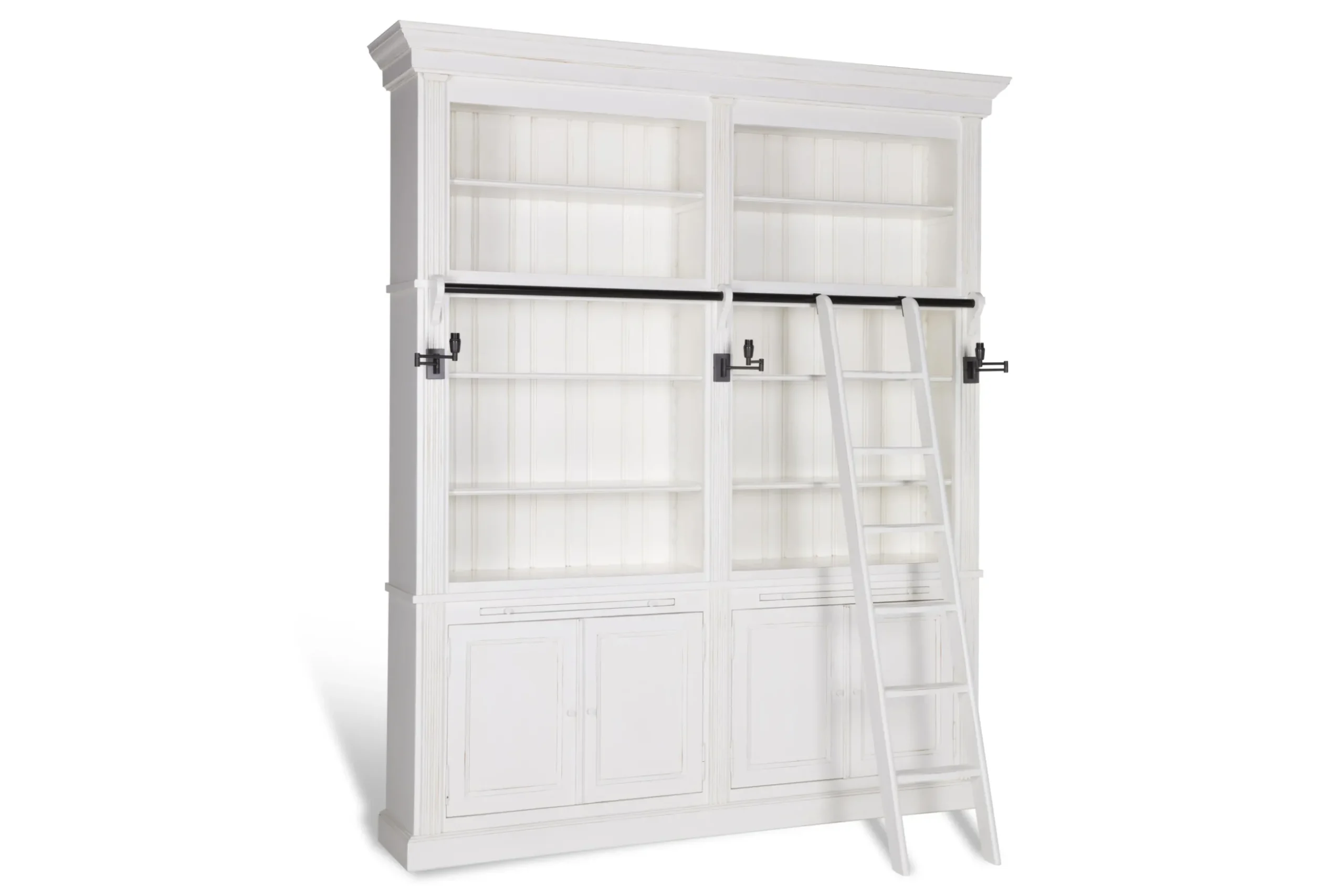 Balmore, Bookcase, White, 2 Parts, With Ladder