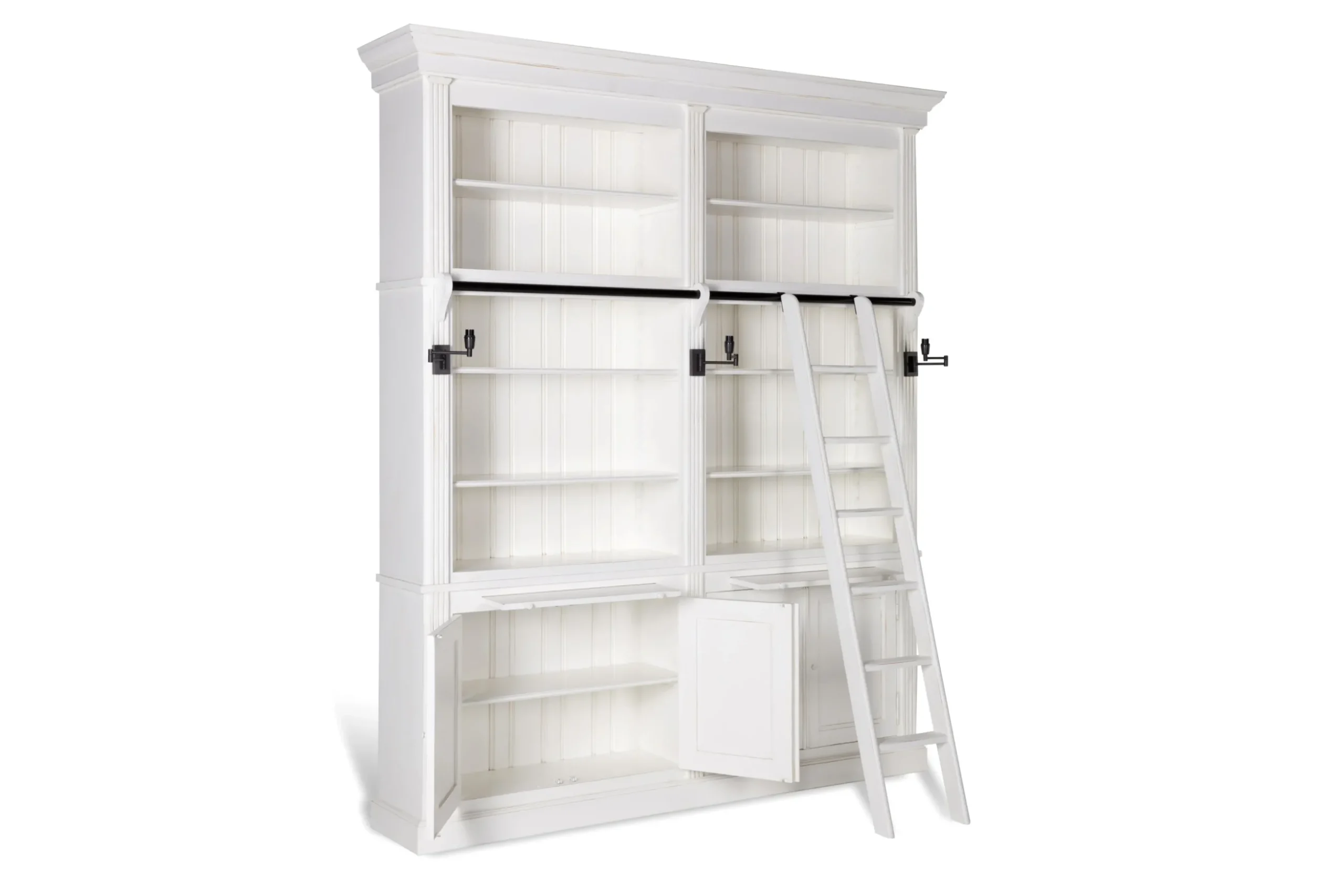 Balmore, Bookcase, White, 2 Parts, With Ladder