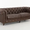 Edinburgh, Sofa, Chesterfield, Leather, Dark Brown, Three-Seater