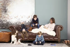Edinburgh, Sofa, Chesterfield, Leather, Dark Brown, Three-Seater