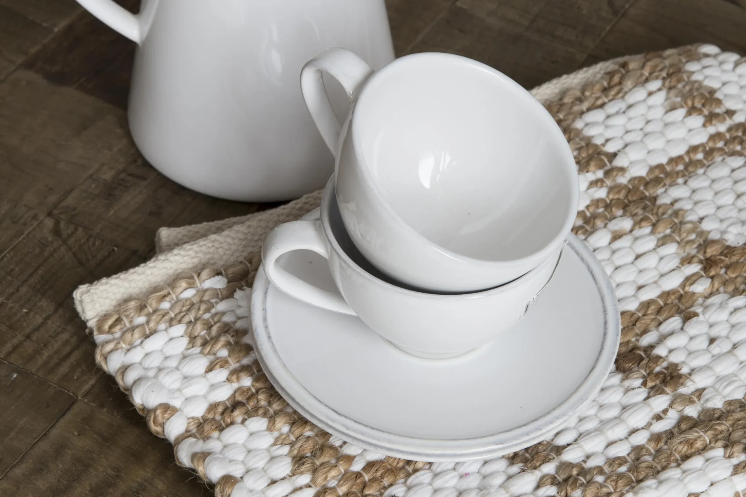 Jille, Cup And Saucer, Ceramic, White, L, 200Ml