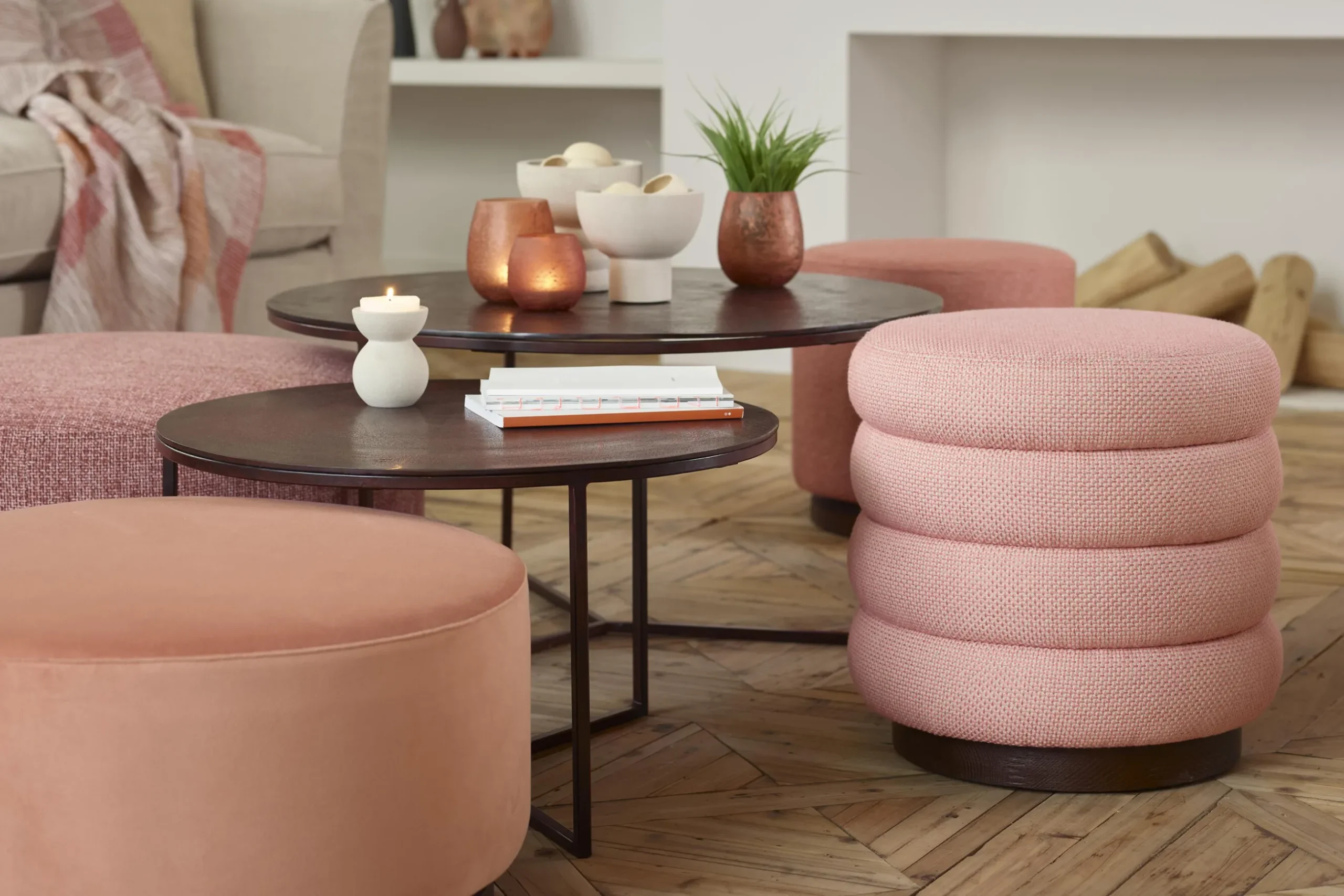 Lucas, Pouf, Rotatable, O 60, Pink