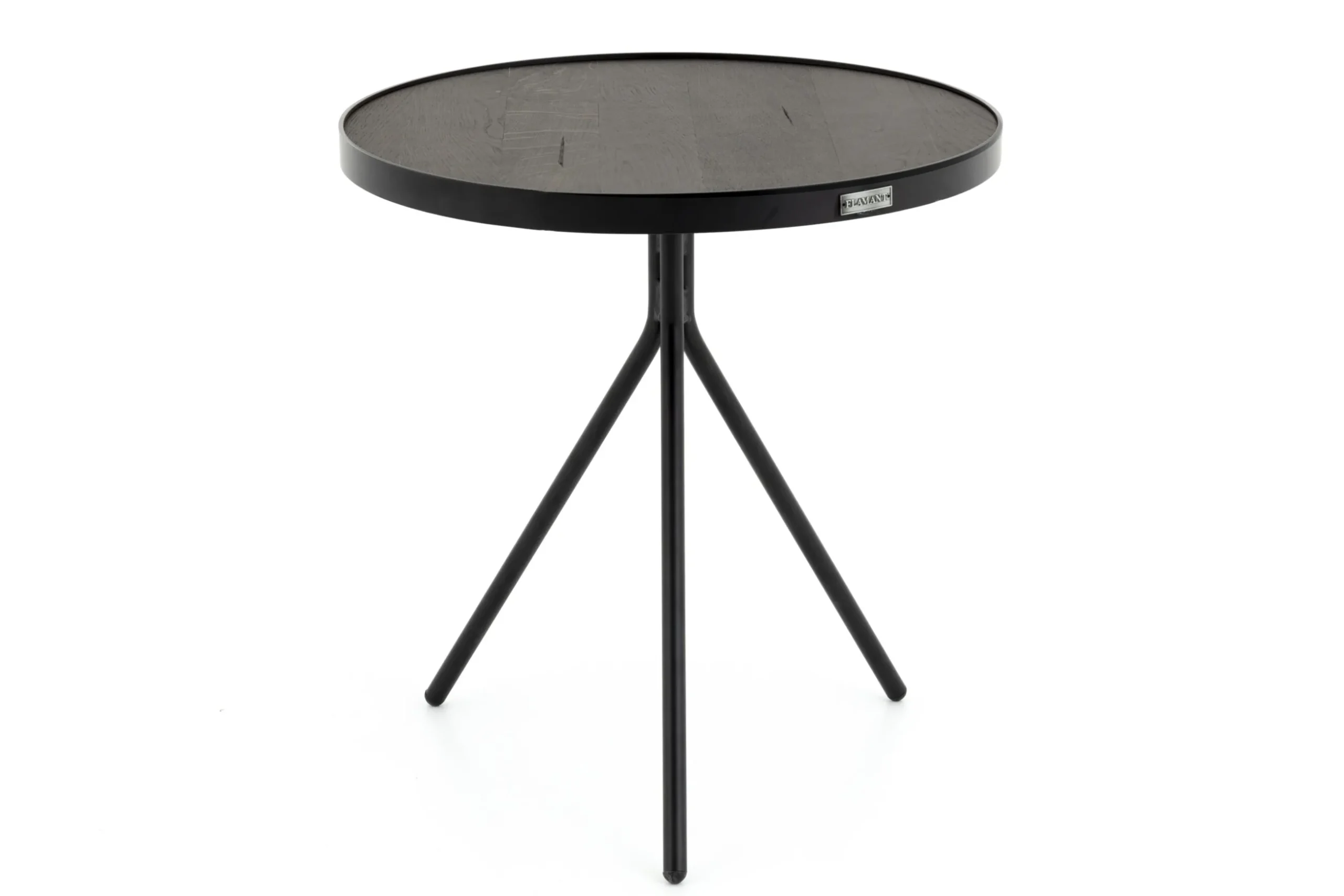 Madison, Side Table, Oak And Metal, Round, 45 Cm, Dark Brown