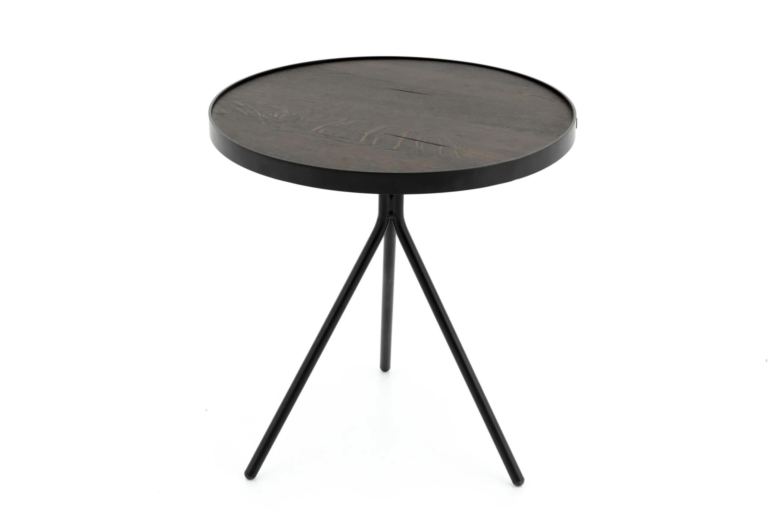 Madison, Side Table, Oak And Metal, Round, 45 Cm, Dark Brown