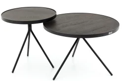 Madison, Side Table, Oak And Metal, Round, 45 Cm, Dark Brown