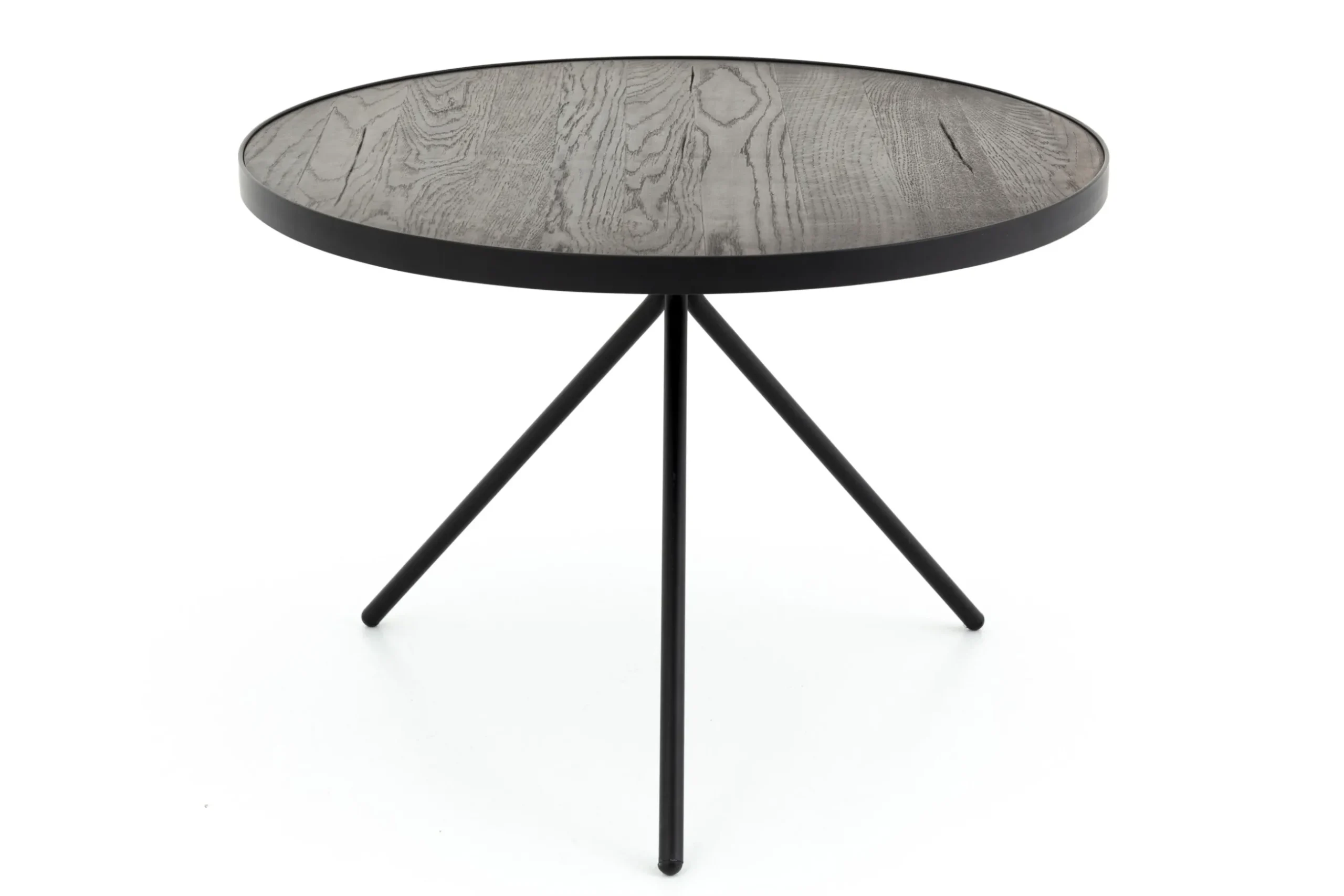 Madison, Side Table, Oak And Metal, Round, 60 Cm, Dark Brown