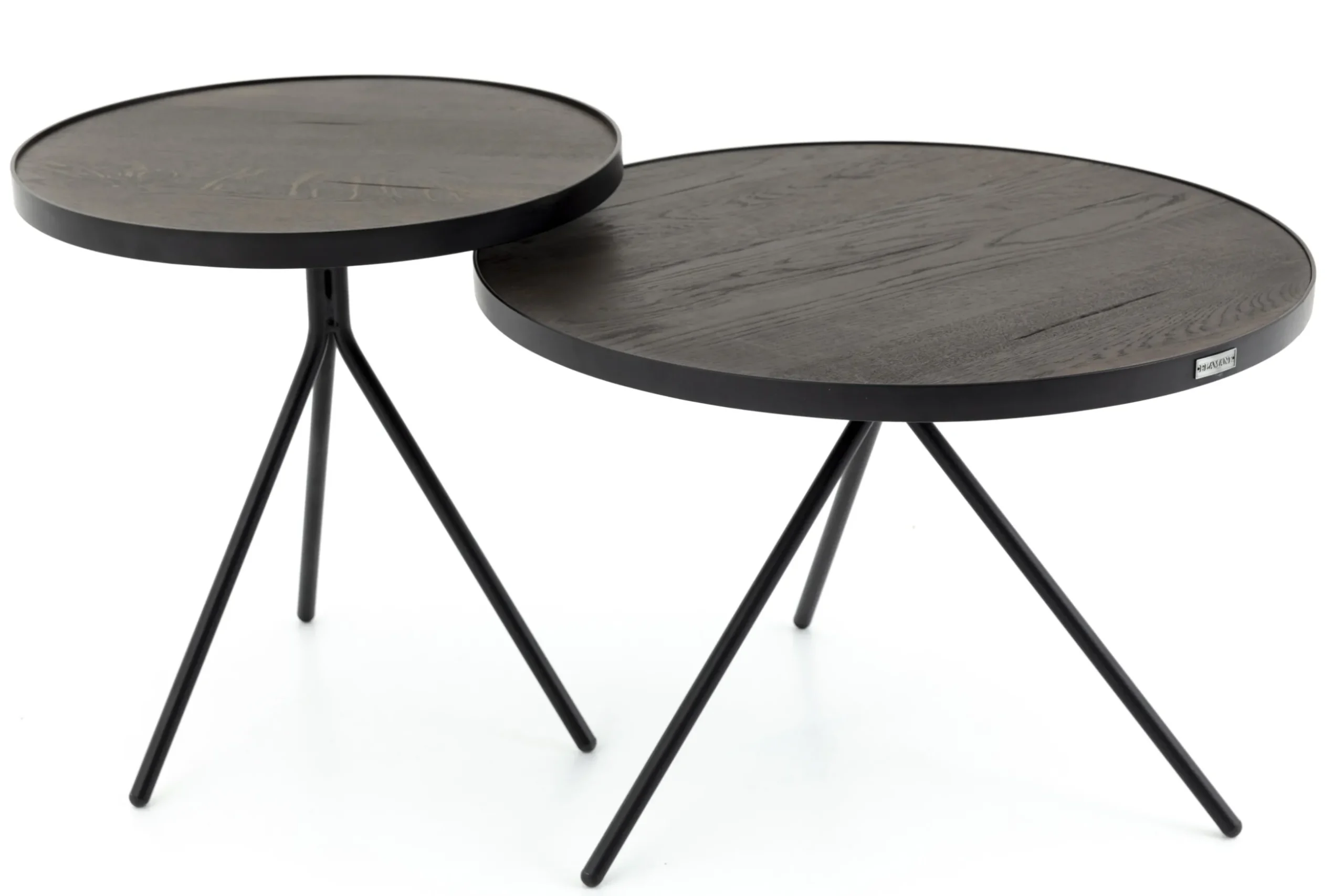 Madison, Side Table, Oak And Metal, Round, 60 Cm, Dark Brown