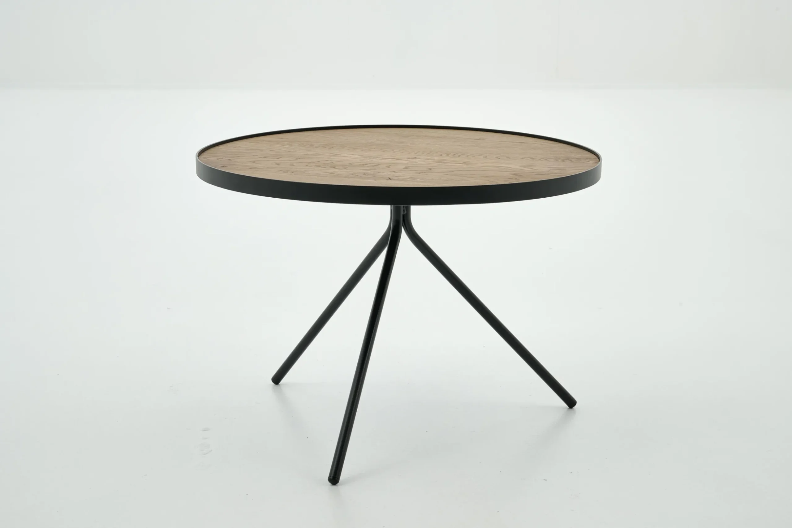 Madison, Side Table, Oak And Metal, Round, 60 Cm, Light Brown
