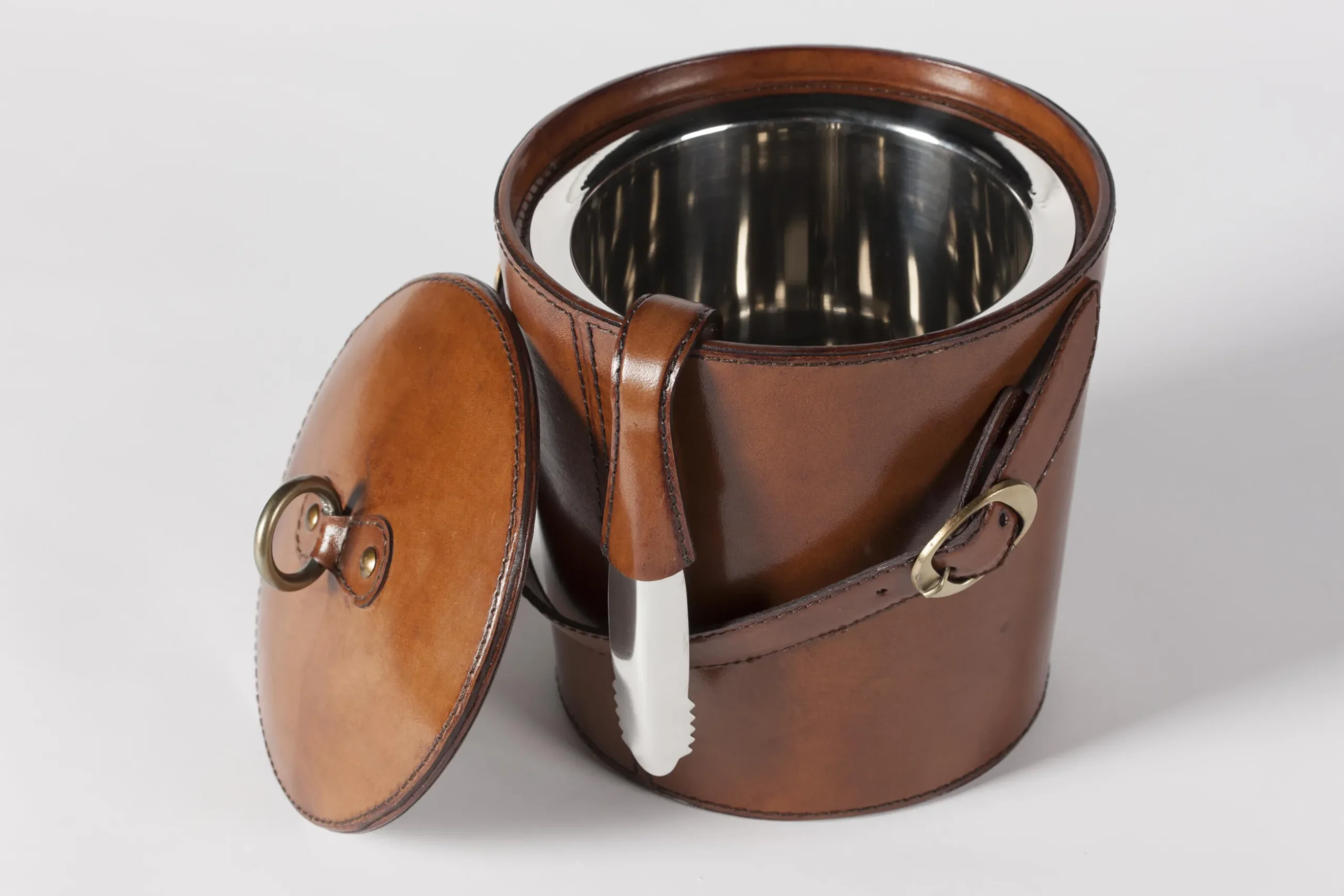 Manhattan, Ice Bucket, Brown Leather