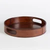 Manhattan, Tray, Brown Leather, Round