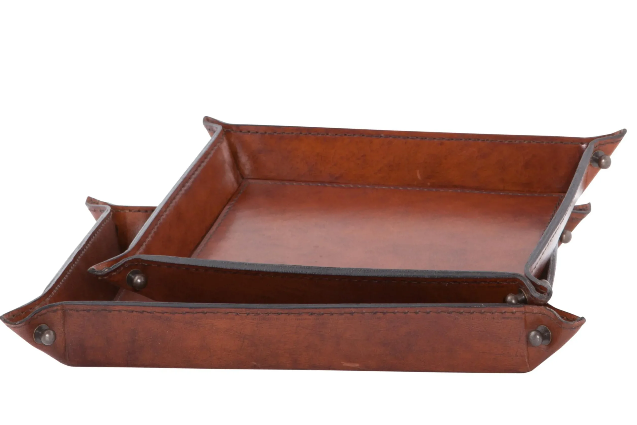 Manhattan, Tray, Brown Leather, L