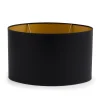 Oval, Lampshade, Black And Gold, Oval, 30 Cm