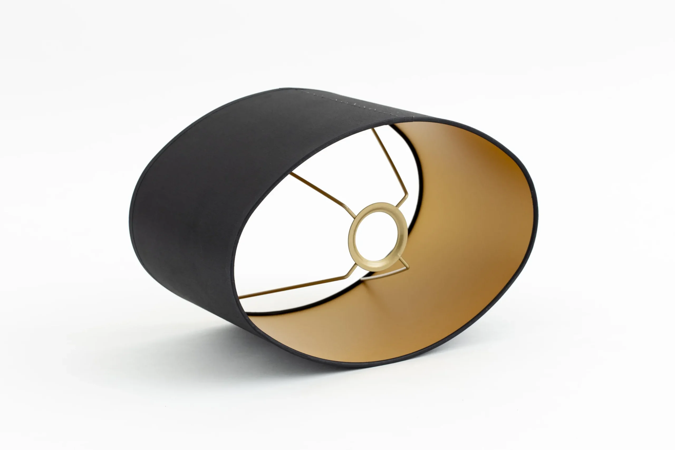 Oval, Lampshade, Black And Gold, Oval, 30 Cm