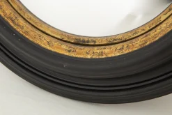 Pendolo, Mirror, Black And Gold, Convex, Round