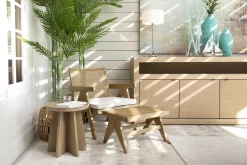 Silver, Side Table, Weathered Oak, Round