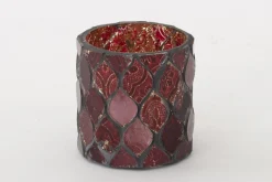 Temples, Tea Light Holder, Glass, Red, S
