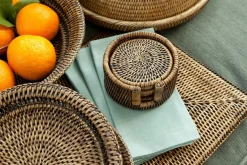 Togo, Coaster, Round, Reed, Set Of 6