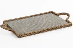 Togo, Tray, Rectangular, With Glass, Reed