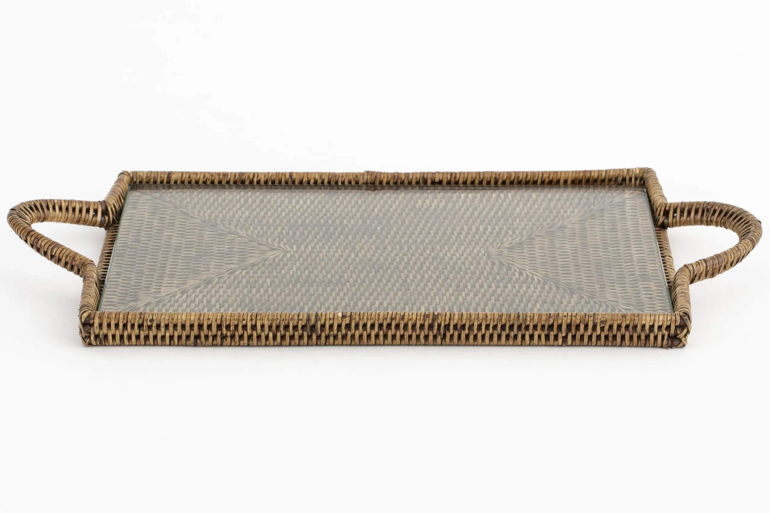 Togo, Tray, Rectangular, With Glass, Reed