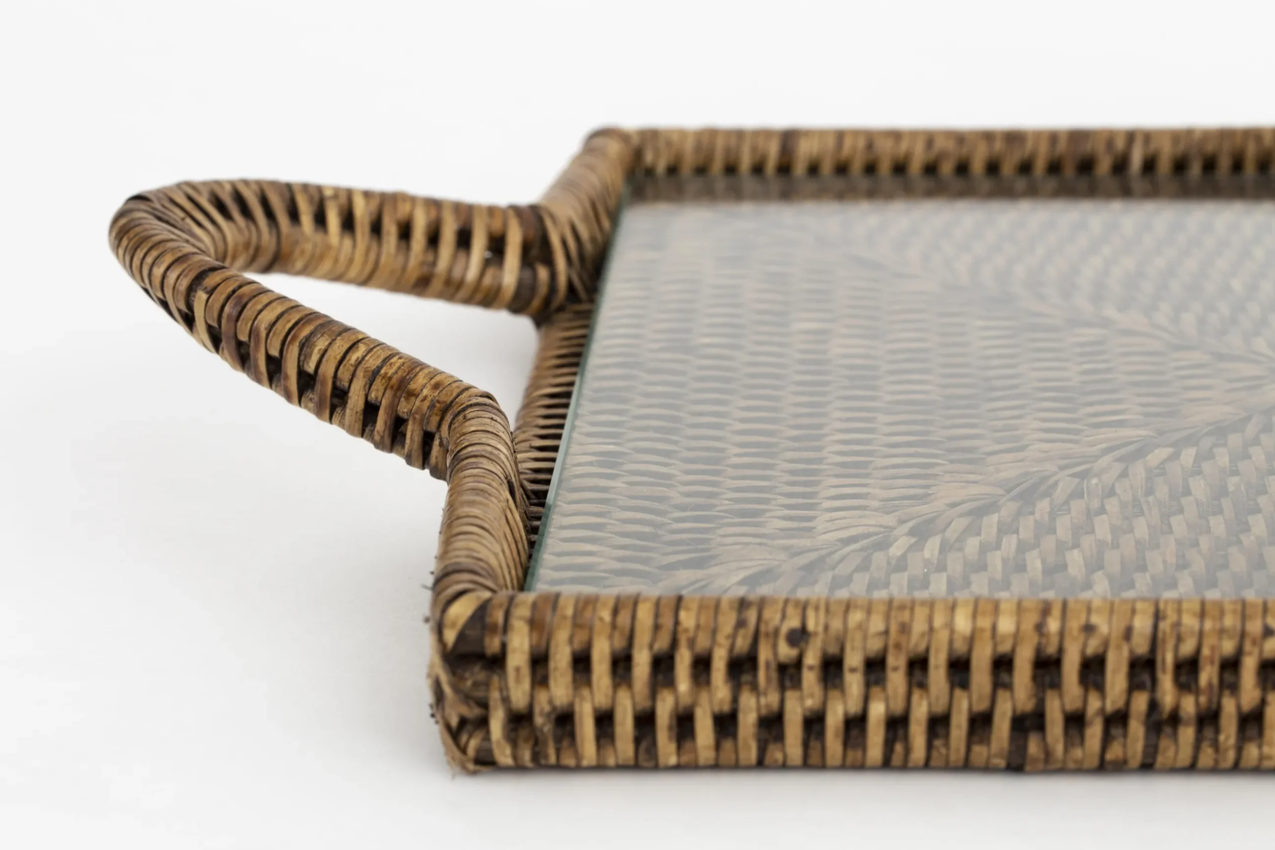 Togo, Tray, Rectangular, With Glass, Reed