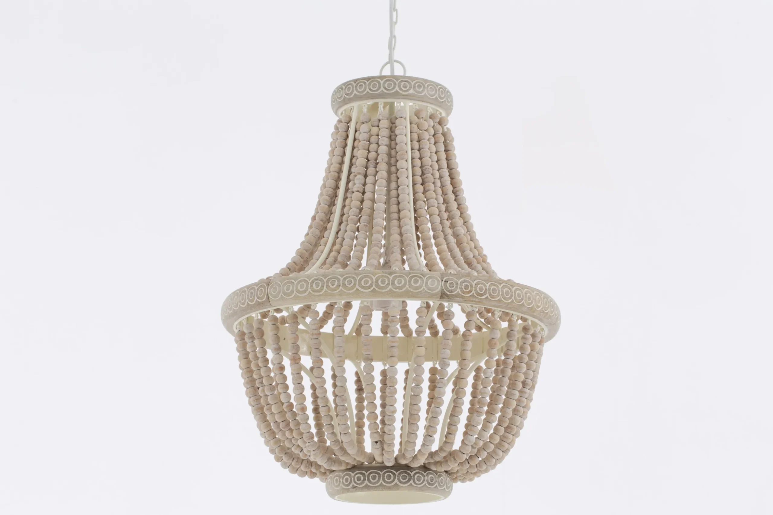 Zofia, Pendant Lamp, Iron And Wooden Beads