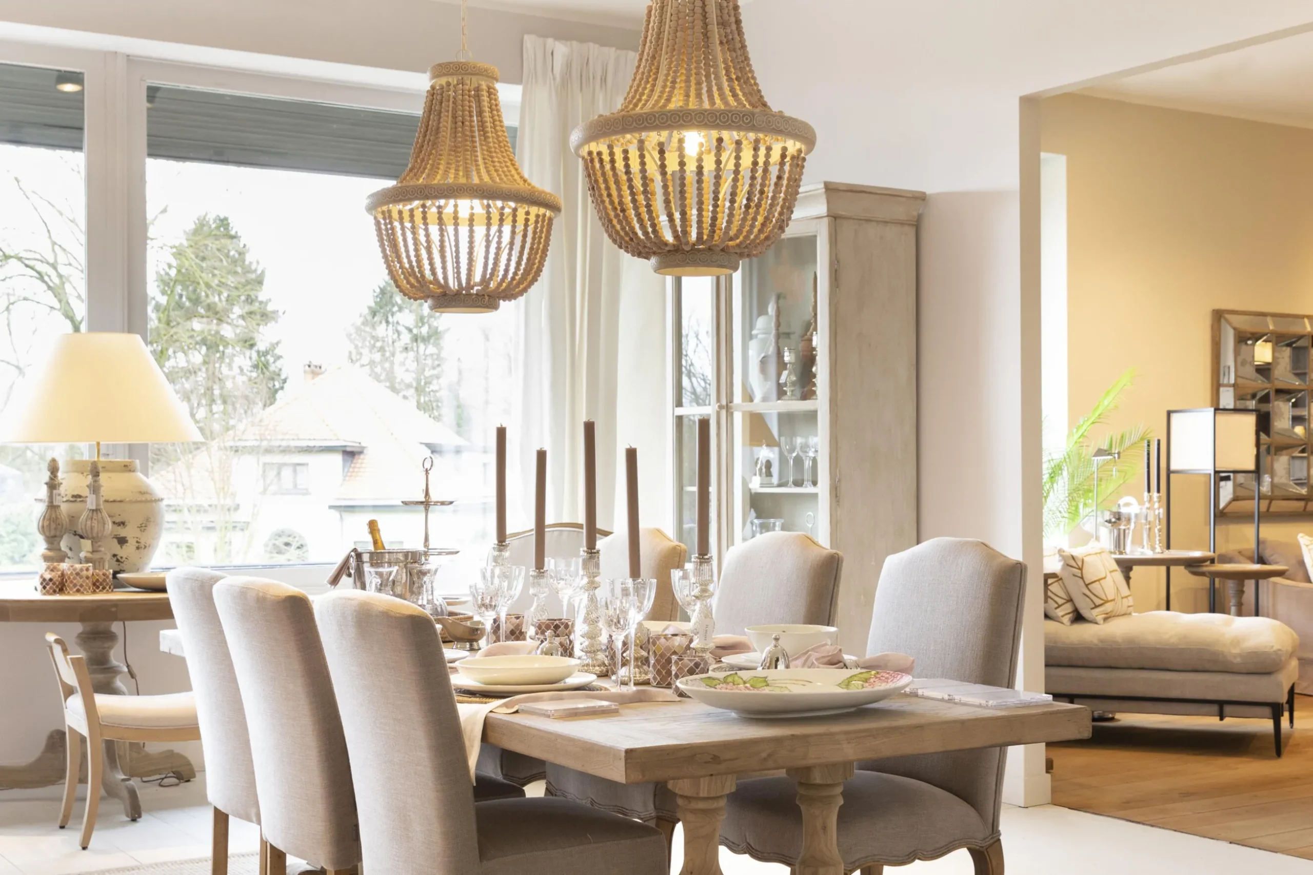 Zofia, Pendant Lamp, Iron And Wooden Beads