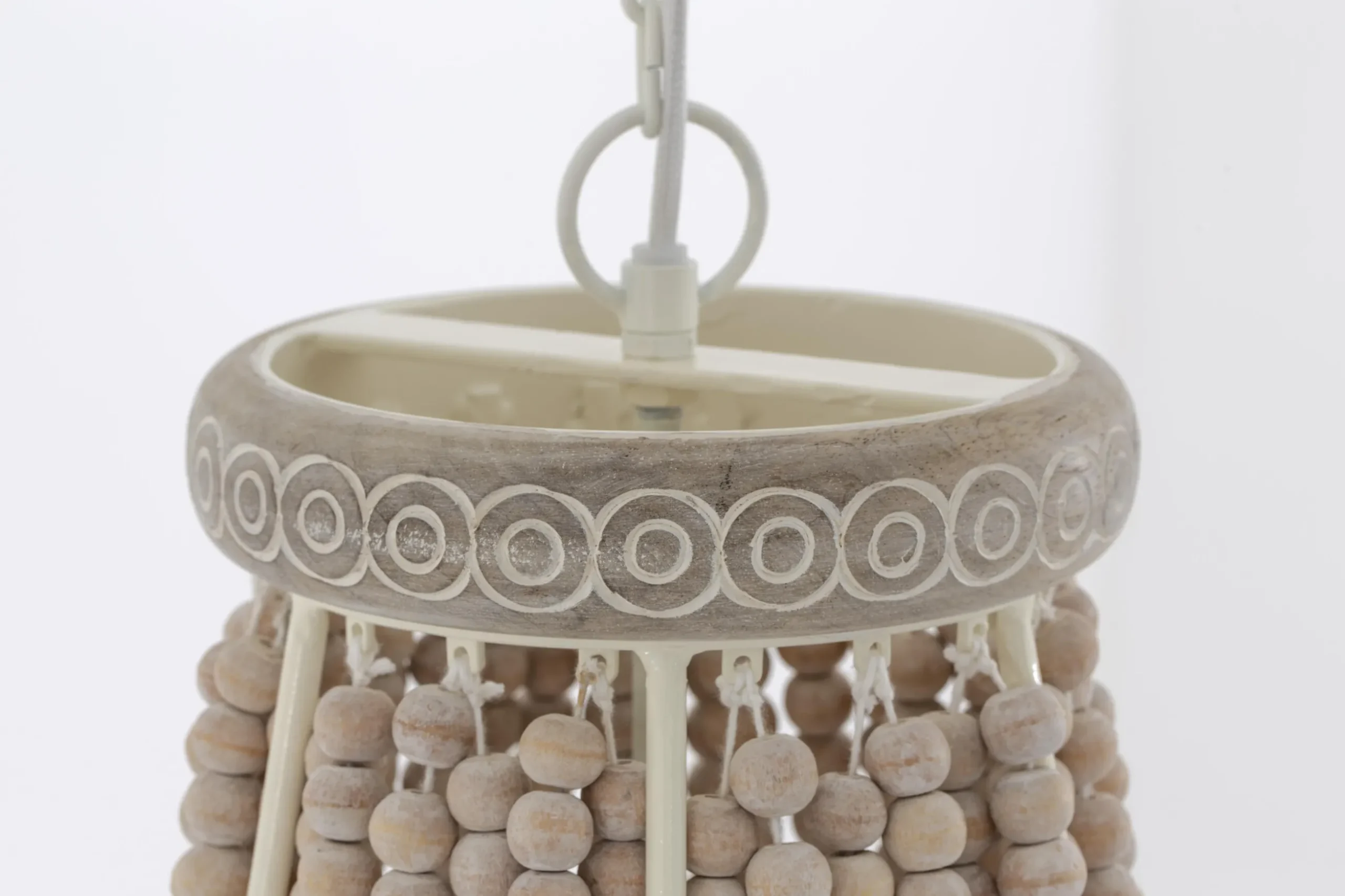 Zofia, Pendant Lamp, Iron And Wooden Beads